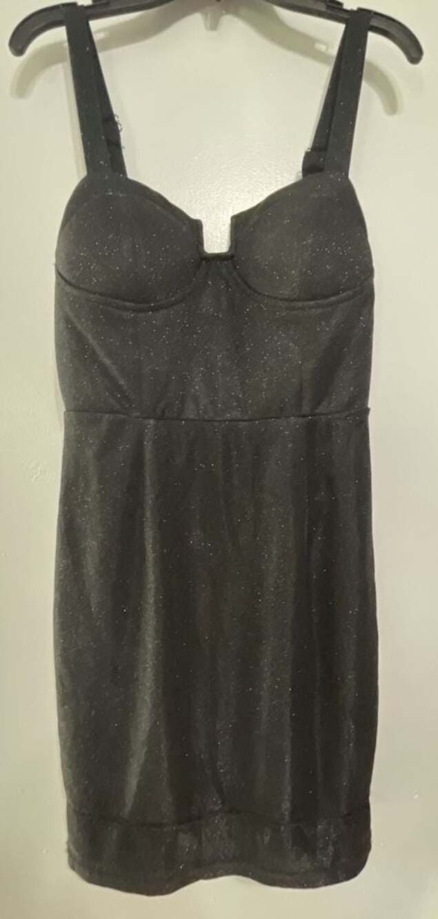 NWT Mad For Love Black Glitter Bodycon Bustier Mini Dress